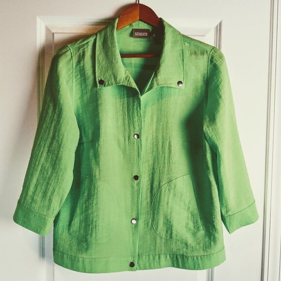Chico's Lime Green Lightweight Jacket NWOT - Picture 1 of 6